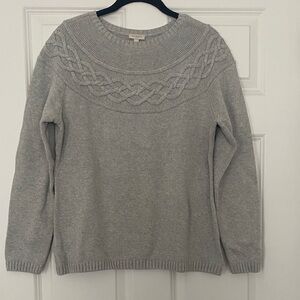 Talbots Light Gray Cable Knit Sweater